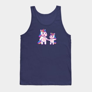 Cute Mom Unicorn With Baby Unicorn Cartoon Tank Top